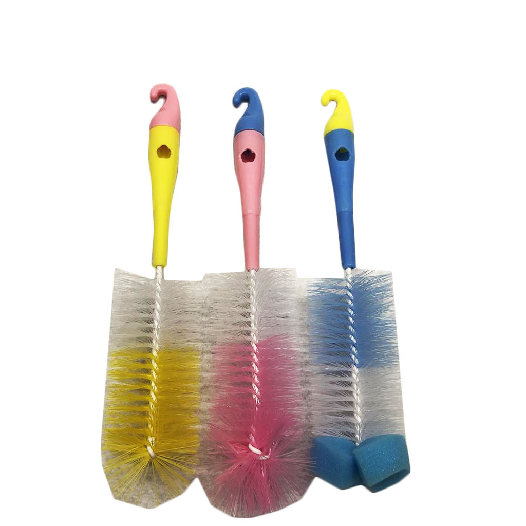 Hollow Handle Sponge Head Baby Bottle Brush Curved Hook Easy Grip Handle Cleaning Brush Mushroom-Shaped Haircut Cup Brush Factory Direct Sales RS-3949