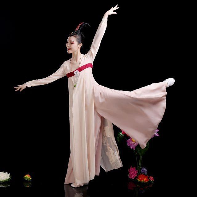 汉服女丽人行改良束腰襦裙古装飘逸仙女古典舞演出服成人舞蹈服装