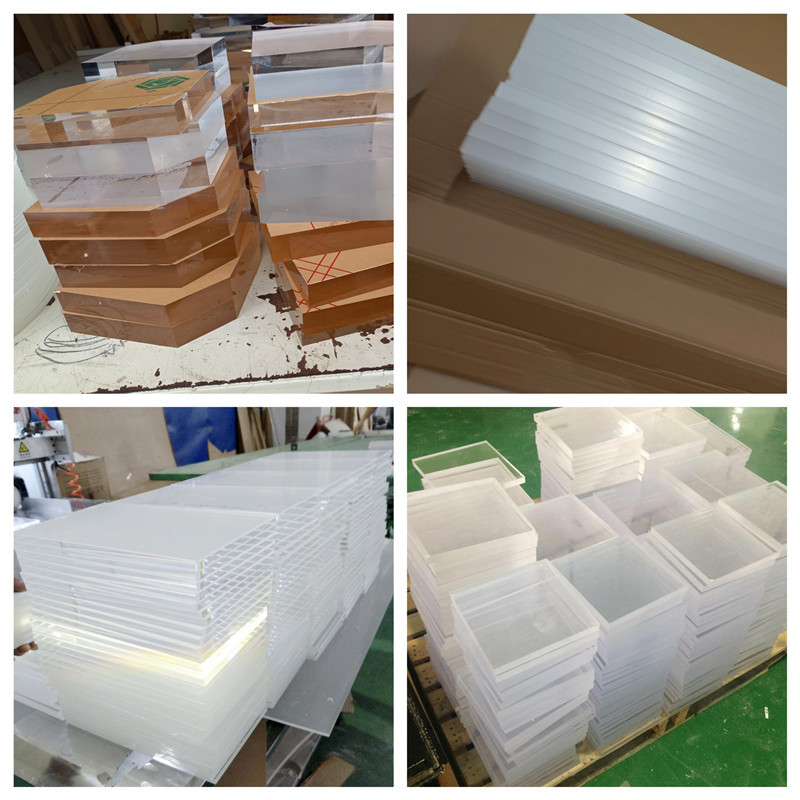 透明亚克力厚板磨砂有机玻璃桌腿灯箱盒子加工激光打孔厂家批发