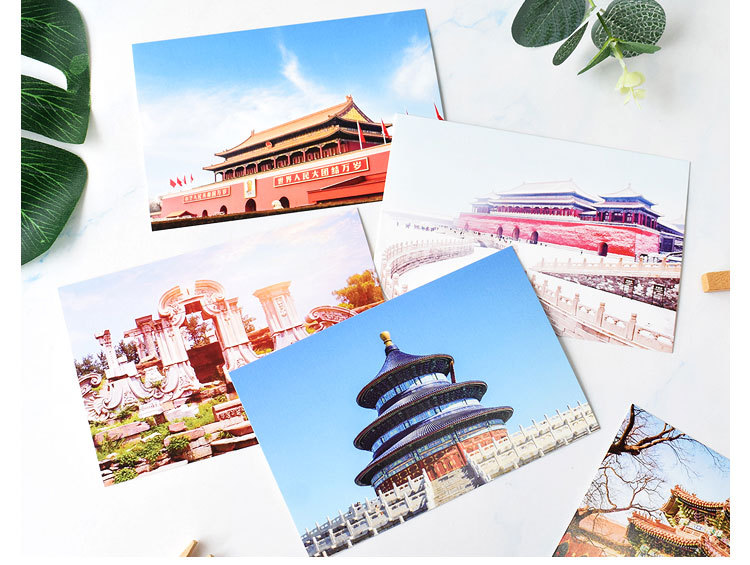 盒装北京城市明信片中国复古风景世界各地胡同长城小贺卡礼品批发