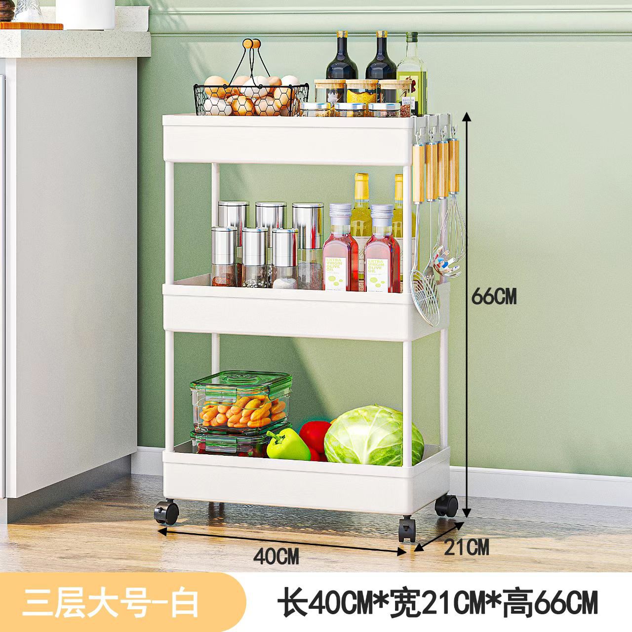 Kitchen Storage Rack Floor Multi-Tier Movable Trolley Gap Dormitory Bathroom Storage Fantastic Snack Storage Rack