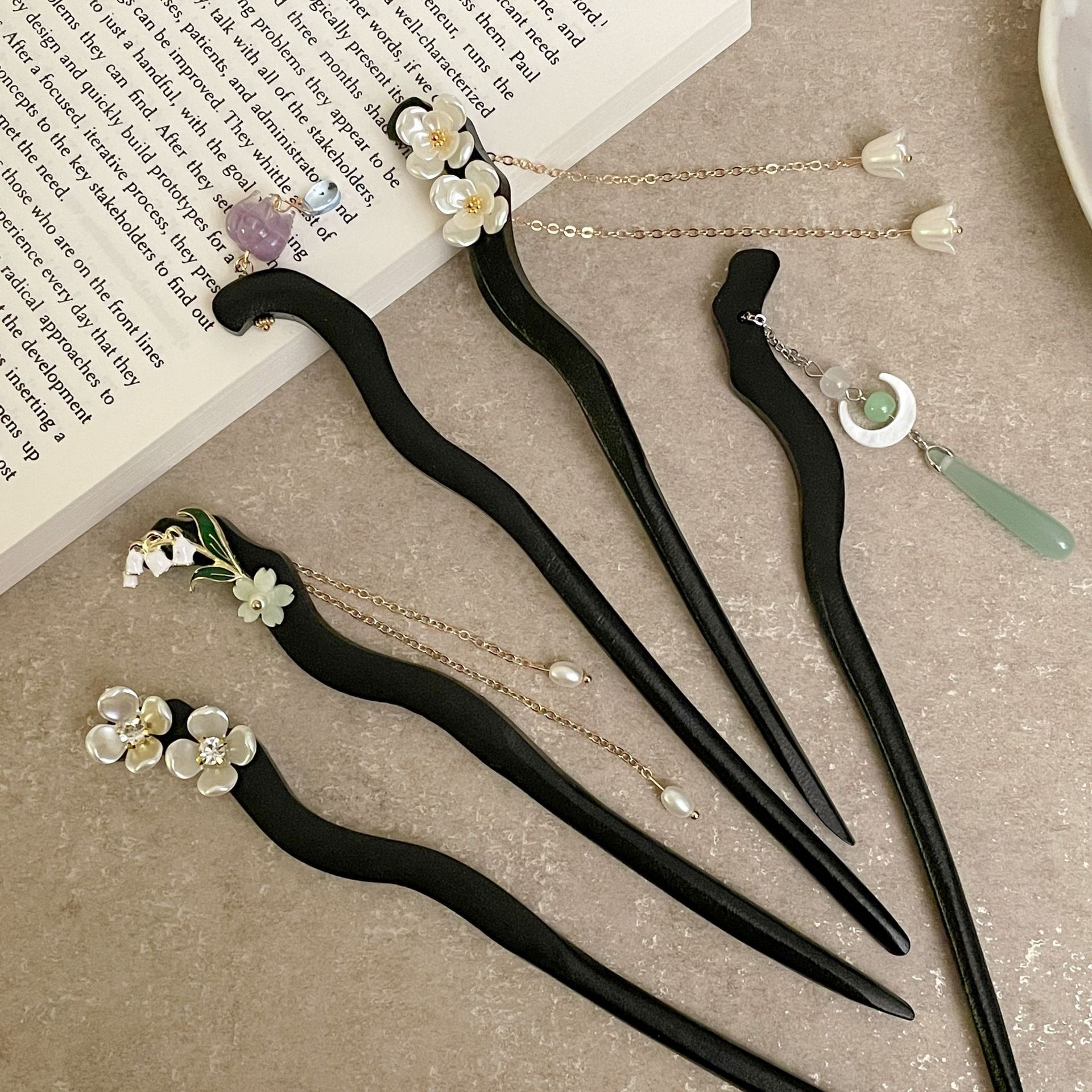 New Chinese Style Wooden Hairpin for Women Antique Hair Clasp Simple Modern Wooden Hair Clasp Cheongsam Hanfu Updo Hair Clasp Hair Accessories Headdress