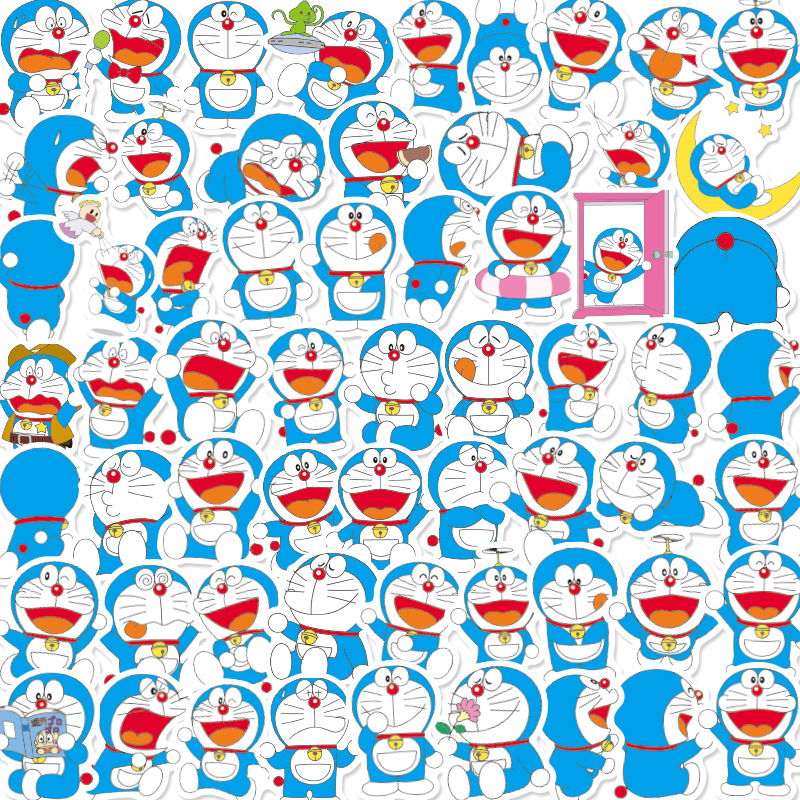 60张多拉a梦防水贴纸可爱卡通叮当猫蓝胖子文具水杯diy装饰小贴画