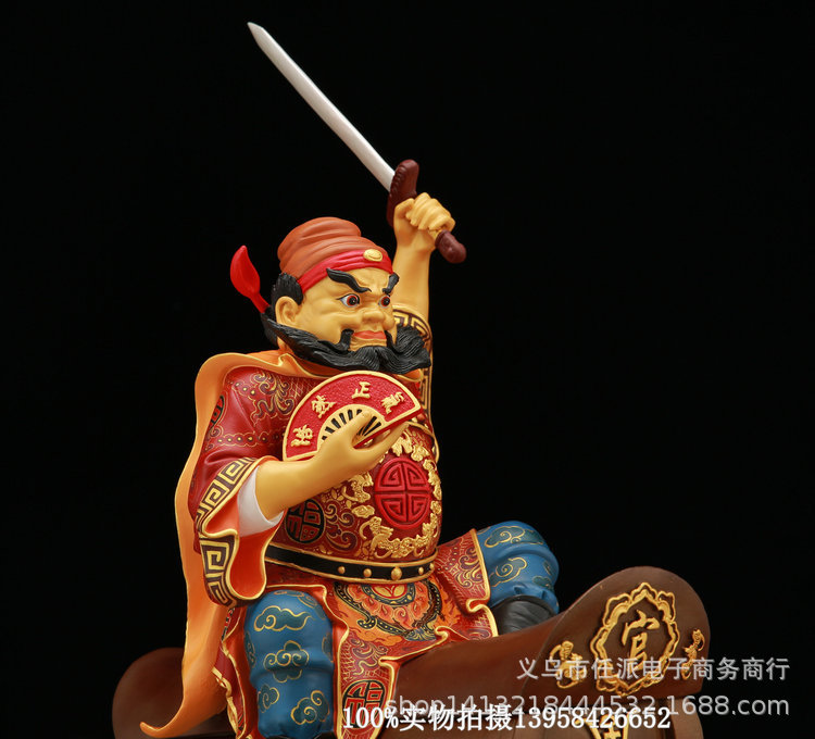 五鬼运财钟馗 纯铜鎏金彩绘佛像 神像 钟馗捉鬼 除灾打鬼