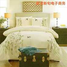 纯棉绣花被套四件套全棉床单简约床上用品刺绣被套床单枕套特价