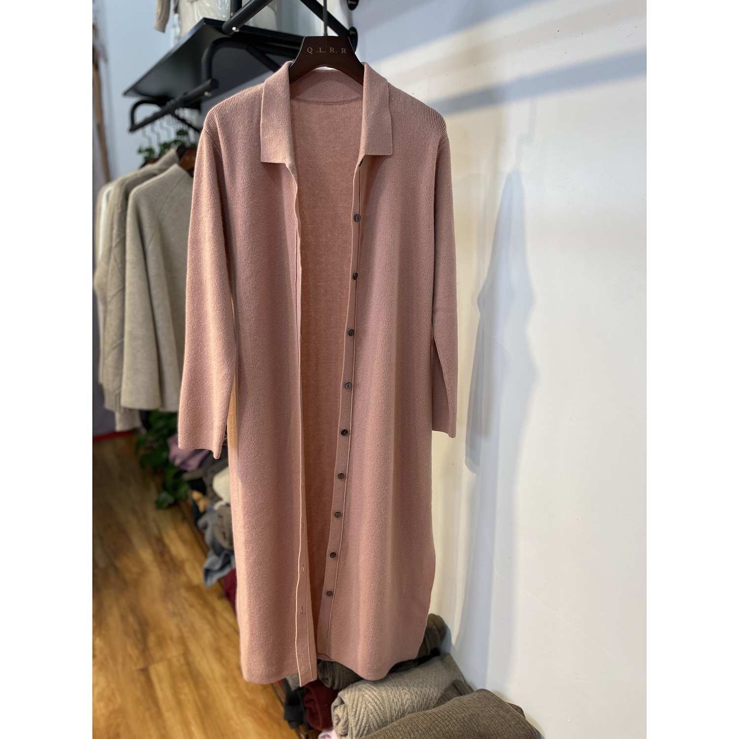 跨境电商货源纯羊绒外套长袖长款羊绒衫开衫纯山羊绒衫外套长毛衣