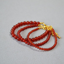 INS小众潮酷红玛瑙真石串珠时尚简约个性气质轻奢叠带细手链手串