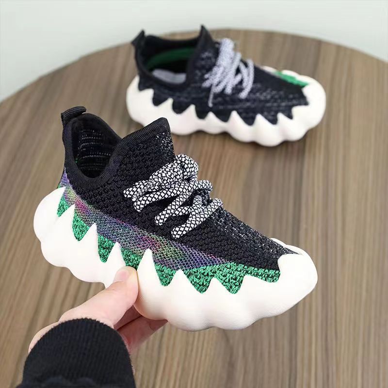 Boys and Girls Flying Woven Coconut Shoes Octopus Spring and Autumn New Children's Soft Sole Sneakers Medium and Big Children's Casual Sneakers