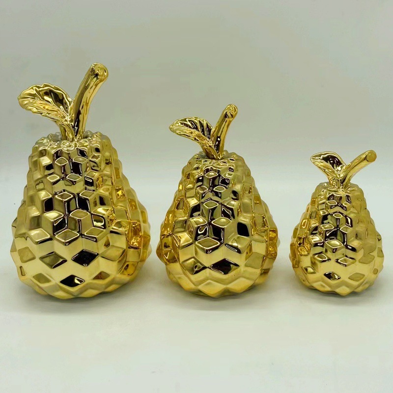 European and American Trendy Electroplated Golden Champagne Golden Pineapple Pineapple Ceramic Decoration Home Ornament Furnishing Crafts