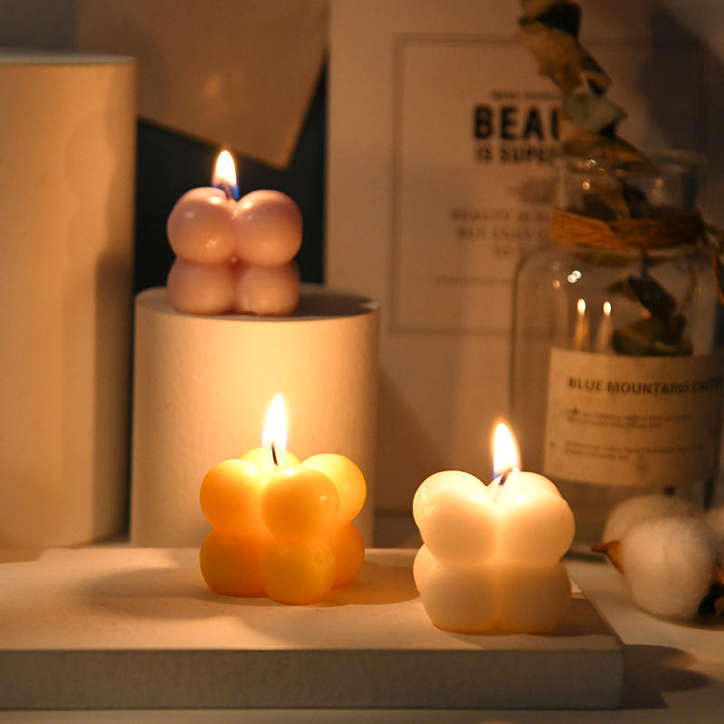 韩版魔方香薰蜡烛拍照道具 几何型生日派对氛围感蜡烛 家居摆放