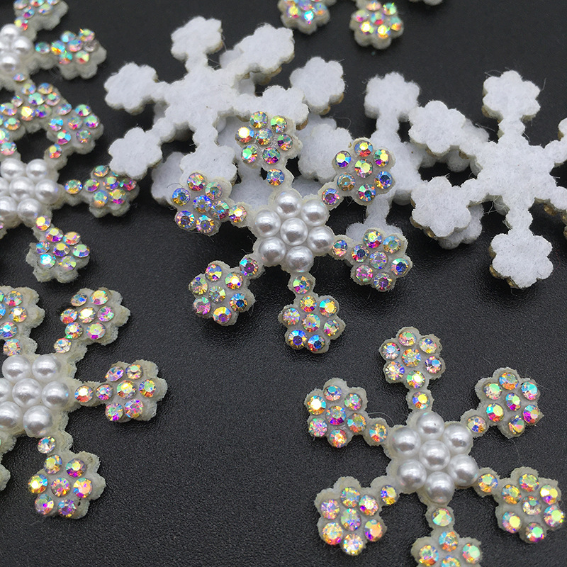 新款烫钻无纺布雪花圣诞饰品diy发夹发箍服装辅料配饰-阿里巴巴