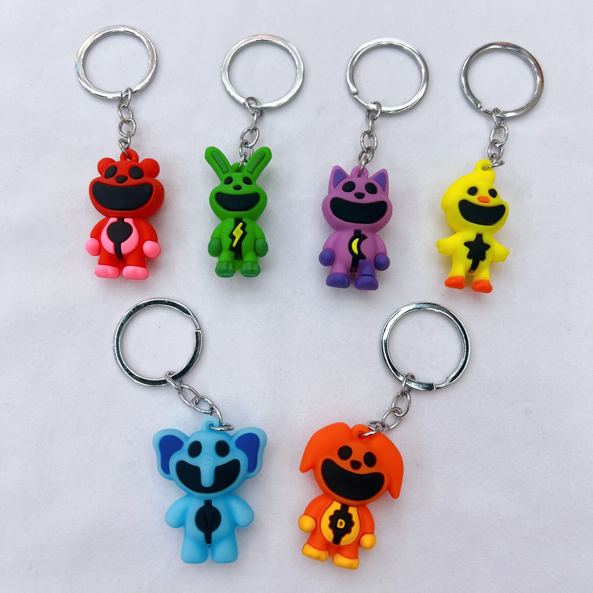 Cross-Border Smiling Critters Horror Smile Three-Dimensional Animal Keychain Elephant Rabbit Cat Bear Chicken Pendant