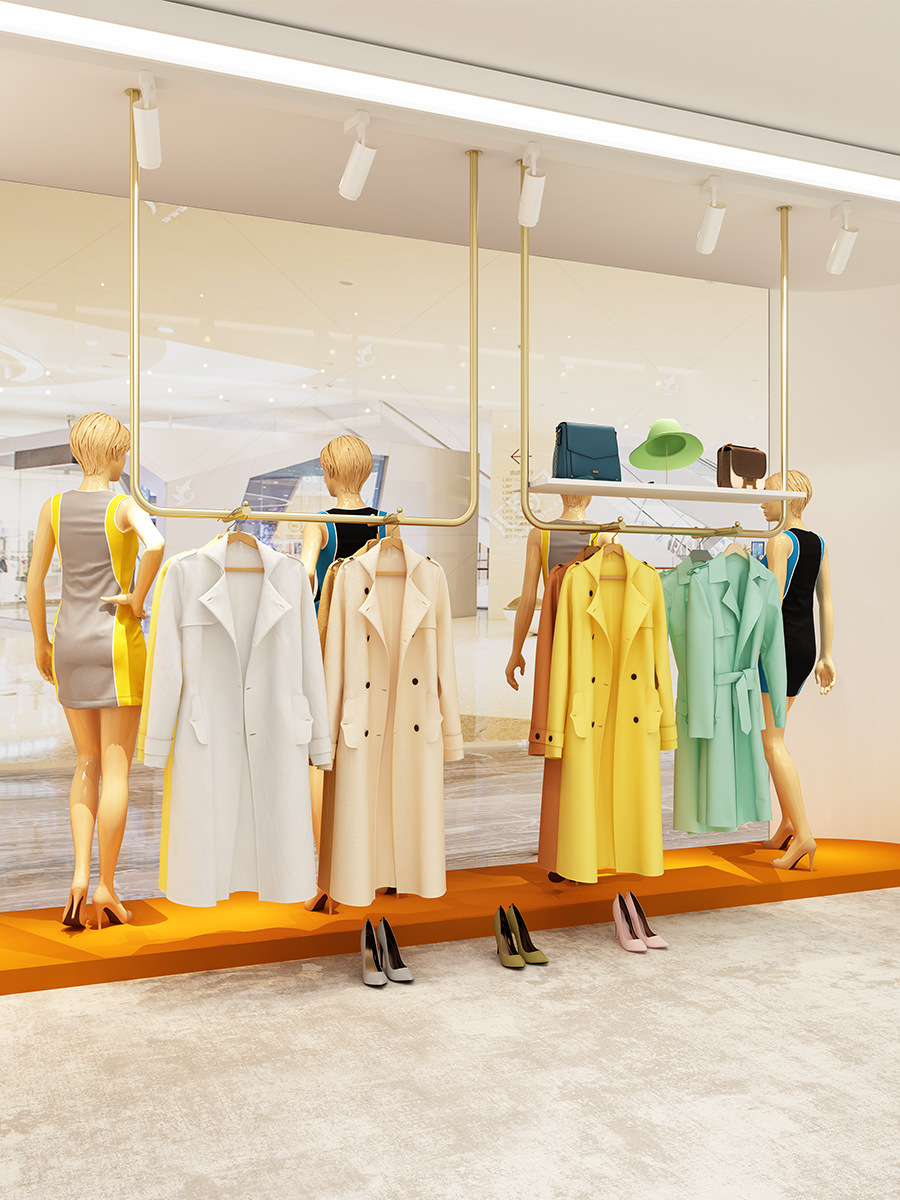 服装店展示架悬挂吊架网红女装店陈列货架婚纱礼服吊顶挂衣上墙架