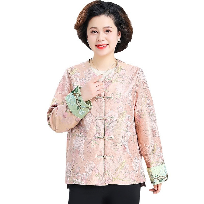 Middle-Aged Mom New Spring Coat Elegant National Style Buckle New Chinese Style Middle-Aged and Elderly Spring and Autumn Outfit Jacket Top