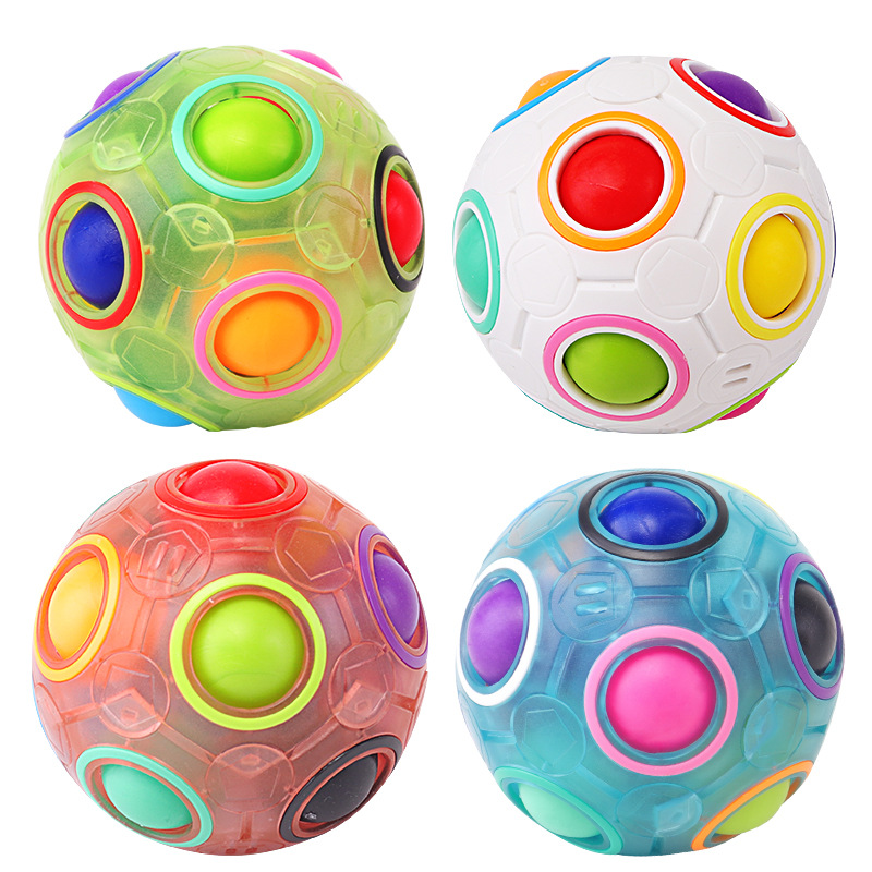 Cross-Border Magic Rainbow Ball Cube 12-Hole Decompression Intelligence Toy Press Fun Magic Pillow Children's Gift Wholesale