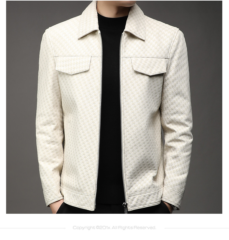 2023 Autumn and Winter New Lapel High-End First Layer Cowhide Leather Coat Men's Business Casual Trendy Jacket Jacket