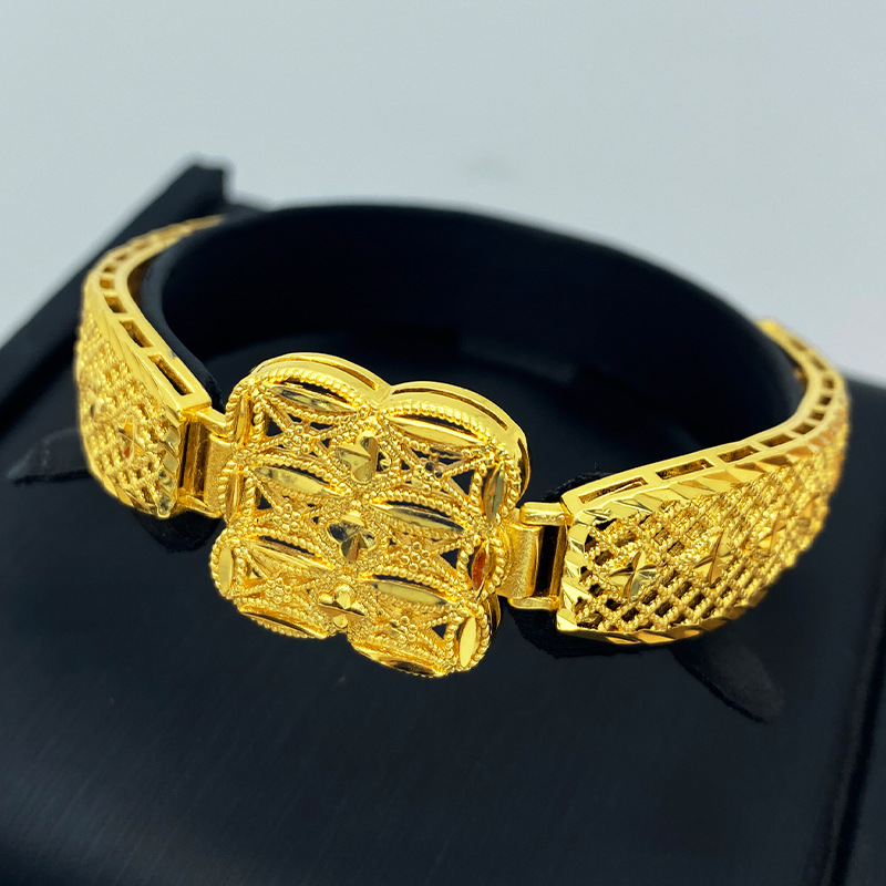 Aini Deyue Nansha Gold Bracelet Female Hollow Flower Geometric Bracelet Gold-Plated Copper Jewelry Vintage Court Style Jewelry