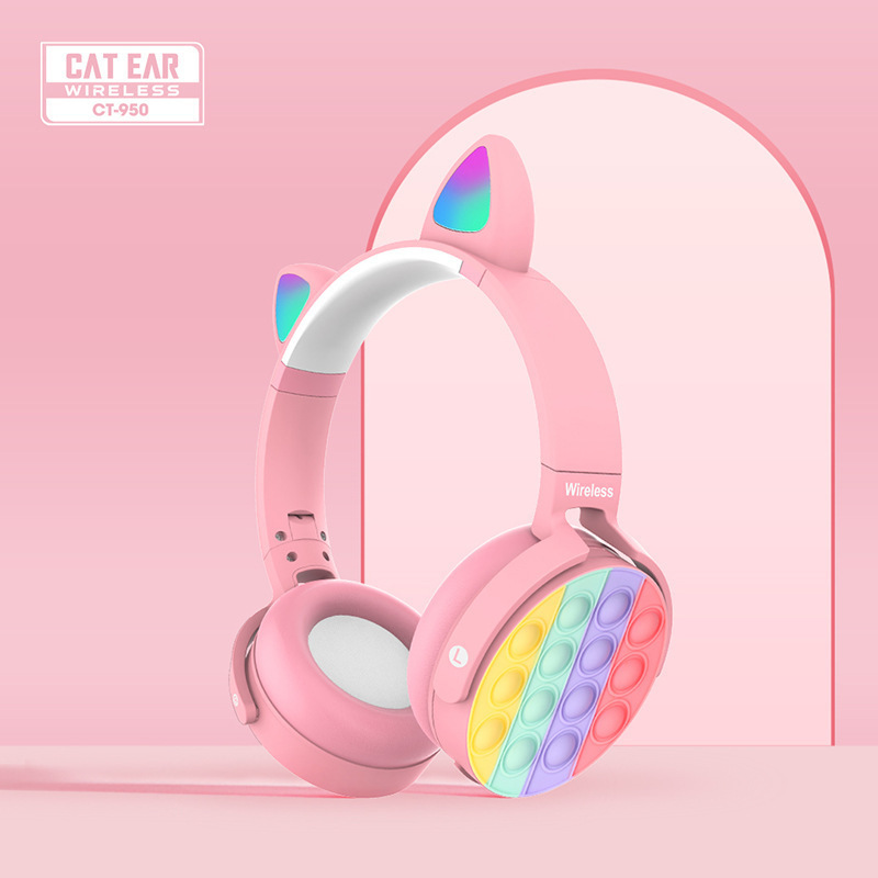 Cross-Border New Arrival Headset Bluetooth Headset Cat Ear Luminous Wireless Headset Cartoon Gift Bluetooth Headset Wholesale