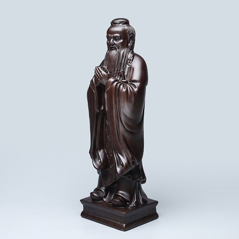 直播供货黑檀孔子木雕 孔夫子实木质雕刻佛像工艺品客厅书房摆件