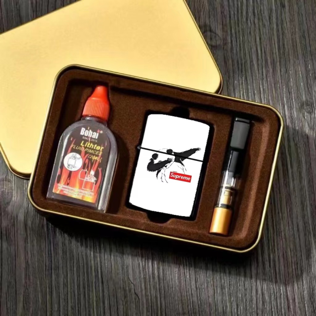 Boxed Metal Lighter with Kerosene Cigarette Holder Gift Box Set Lighter Gift Promotional Products Lighter
