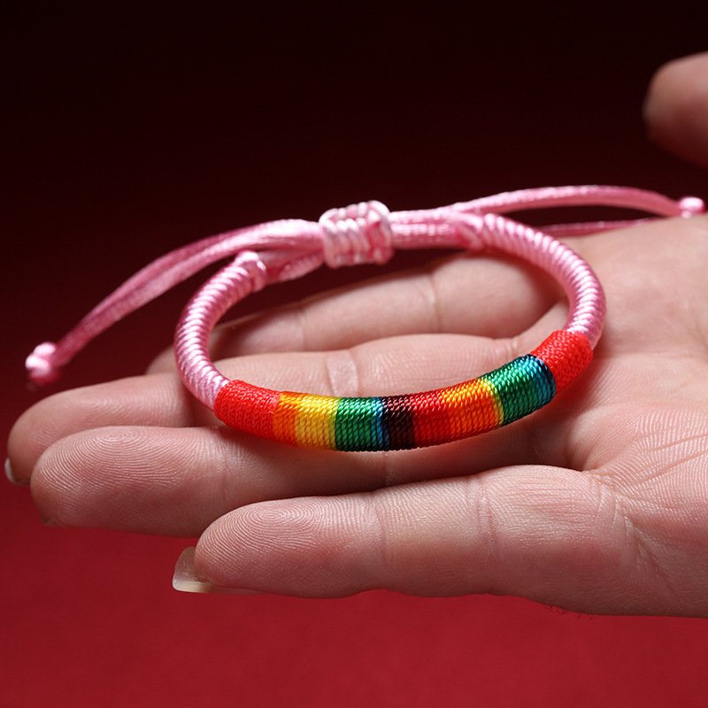 2023 New Dragon Boat Festival Colorful Rope Hand-Woven Children's Adult Bracelet Ethnic Style Colorful Carrying Strap