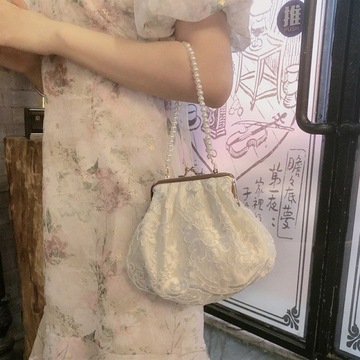 珍珠斜跨包夏复古仙女仙配旗袍包包手提温柔口金包风百搭斜挎小包