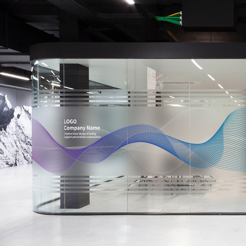 高档办公室简约静电透明镂空玻璃门贴纸隔断墙防窥视磨砂贴膜高端