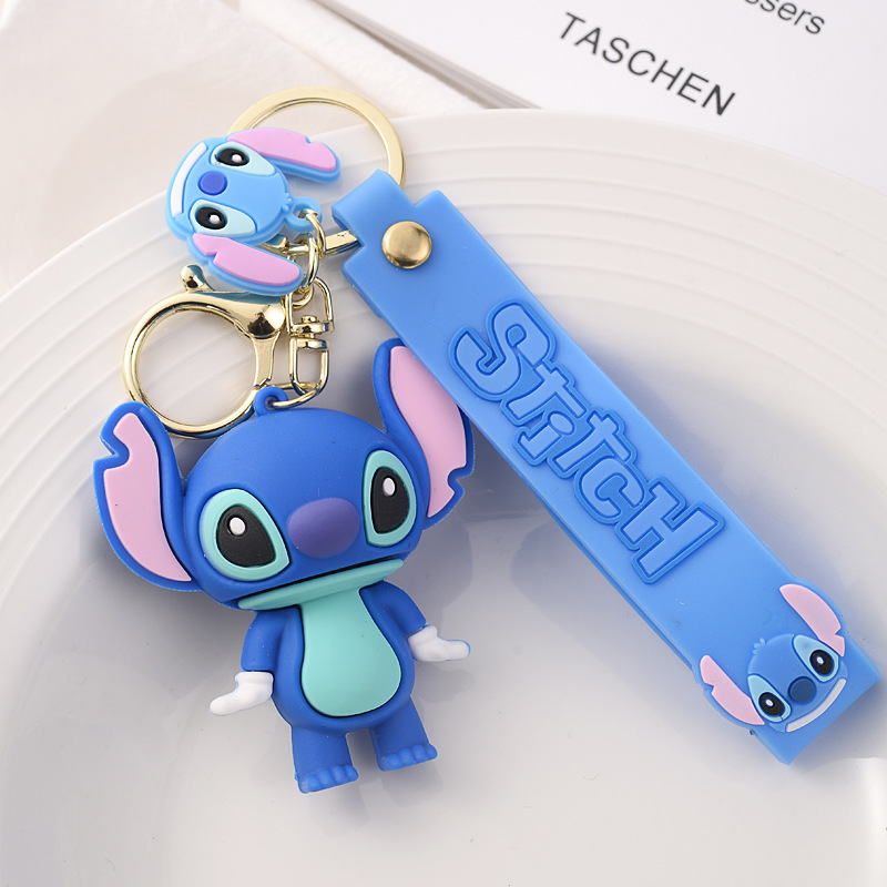 New Mickey Minnie Internet Celebrity Pendant Silicone Stitch Keychain Doll Couple Cartoon Key Button Wholesale