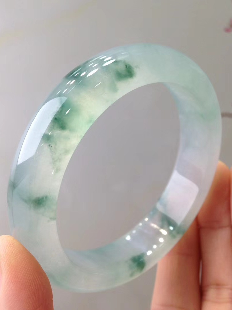 云南天然冰种翡翠手镯子水润冰透高端老坑玉石玉镯正圈男女款通透