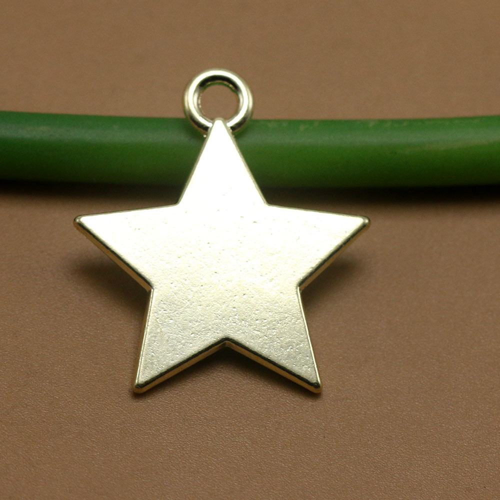 diy复古合金饰品配件 光面 星星吊坠 金色五角星 挂件 zakka批发