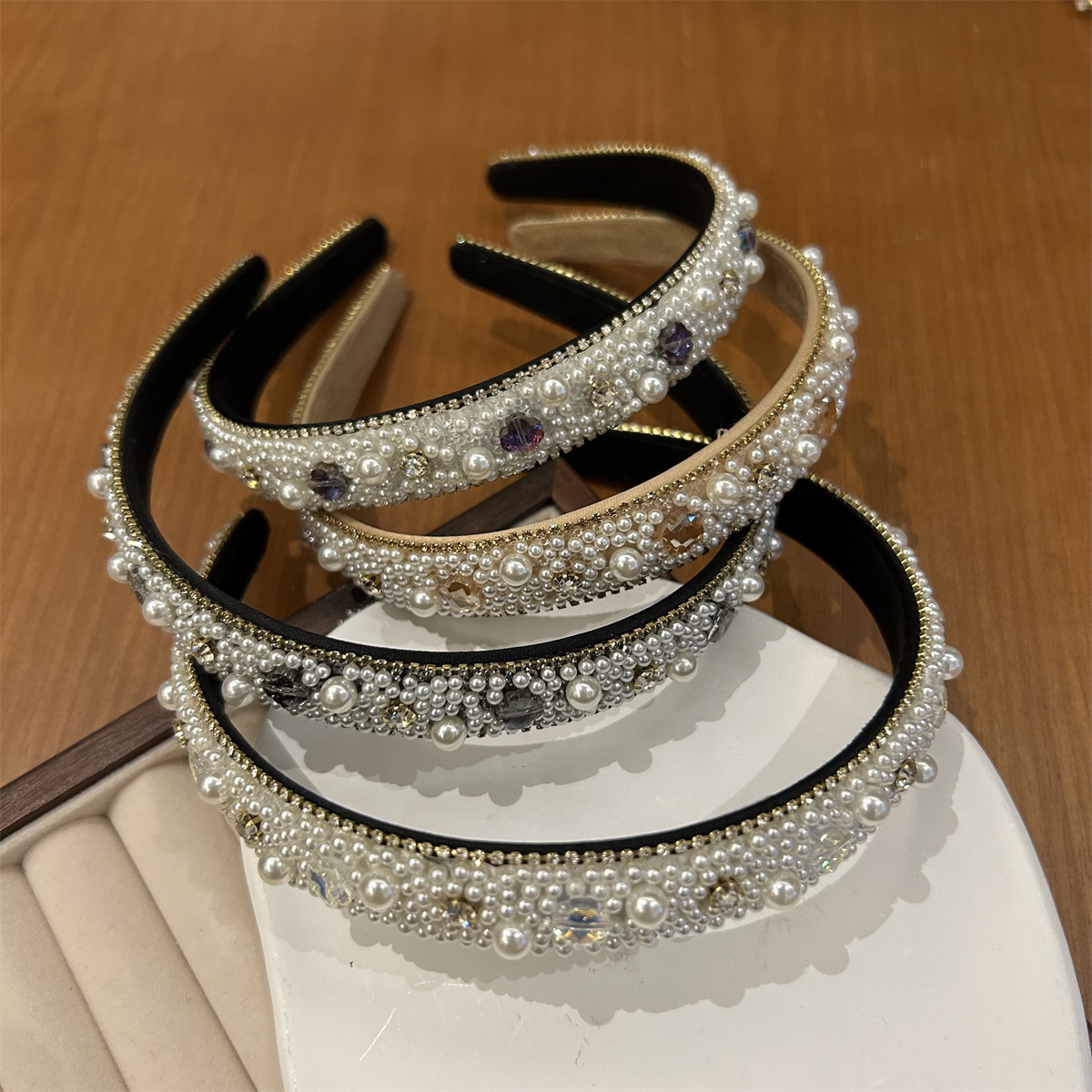 轻奢发箍女韩国细款防滑发卡夏季水钻珍珠头箍网红高级感发饰发卡