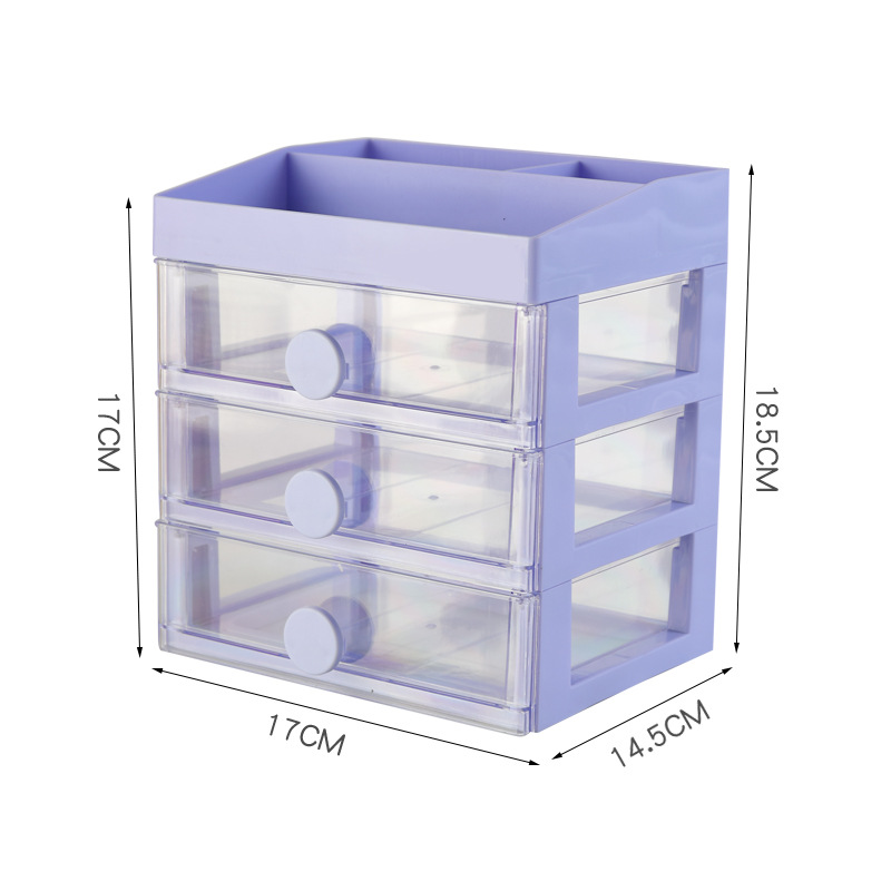 X189 Multi-Functional Transparent Sundries Storage Box Girls' Station Finishing Box Dormitory Drawer Desktop Storage Box