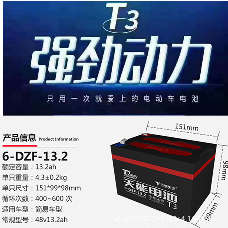 2ah电动摩托车电池 48v12ah60v天能真黑金t3系列