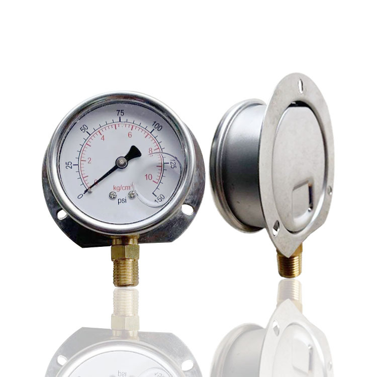 径向带后边耐震压力表不锈钢304充油加液注油yn63h 10kg 150psi厂