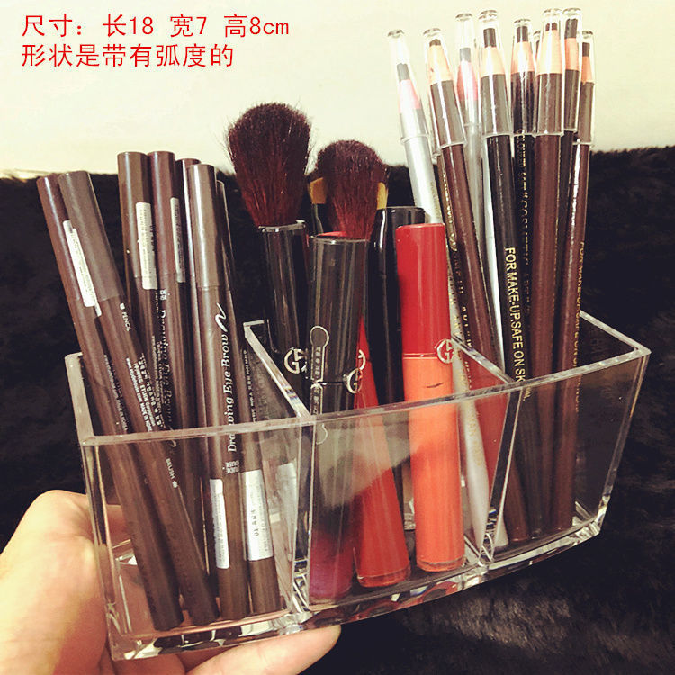 Factory Direct Sales Transparent Makeup Brush Organizer Eyebrow Pencil Comb Finishing Box Makeup Brush Barrel Desktop Storage Box Powder Pen Holder