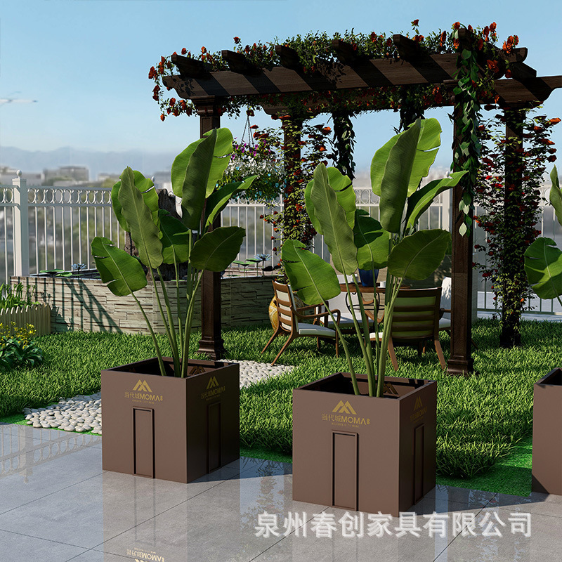 简约户外花箱组合售楼部外摆创意花盆架商业街广场落地式绿植花槽