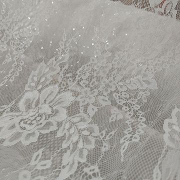 新款亮片睫毛蕾丝婚纱礼服薄法国睫毛童装服饰车骨高档软彩色蕾丝