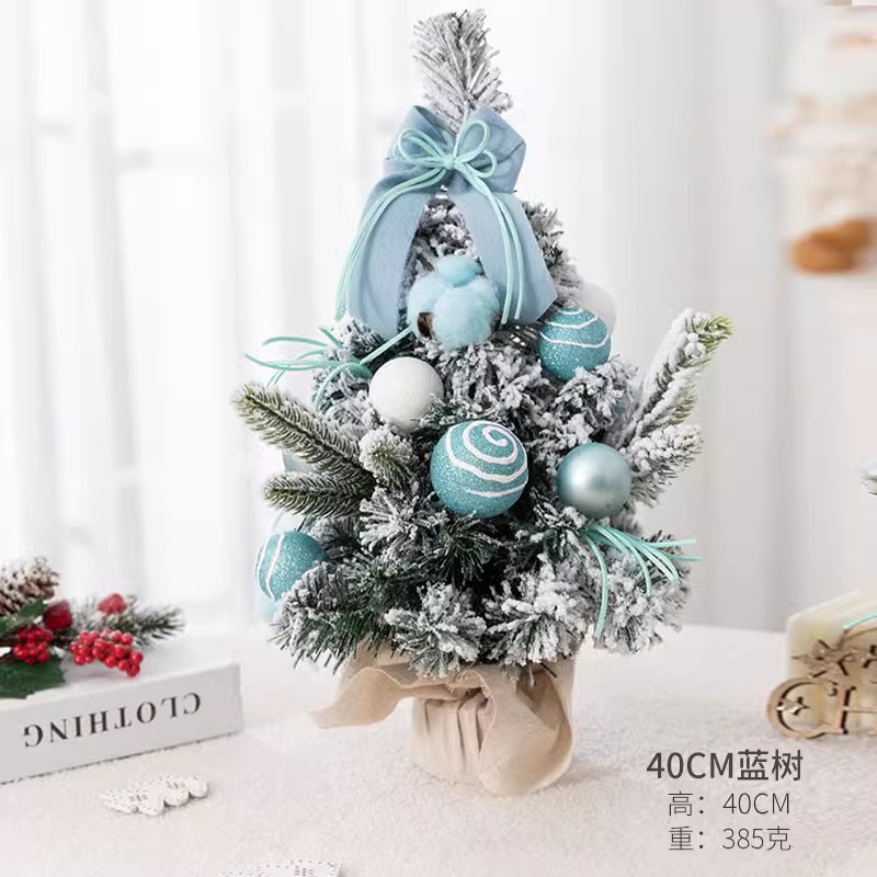 Cross-Border Christmas Flocking Pink Mini Christmas Tree Desktop Decoration Simulation Cedar Home Shopping Window Decoration