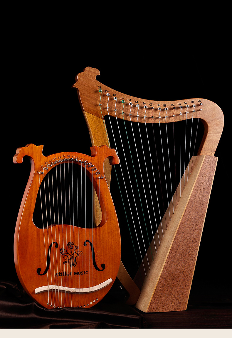 19弦小竖琴初学者易学15弦里拉琴lyre单板莱雅琴小众古典乐器批发