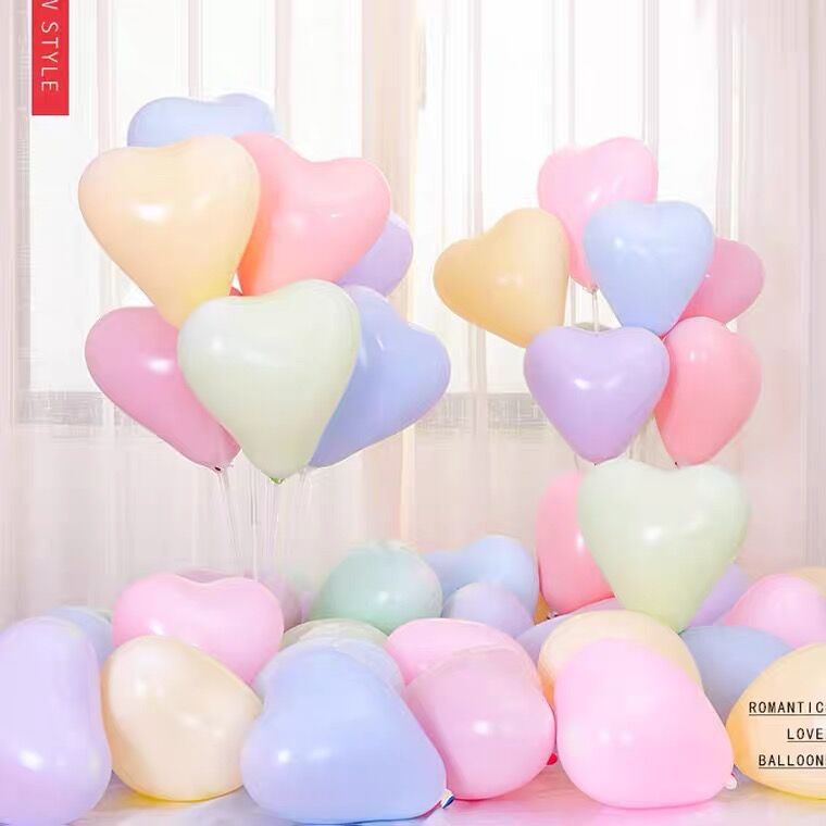 Macaron Balloon Custom Logo Printing QR Code Pattern Thickened Opening Advertising Heart-Shaped Customized Printing