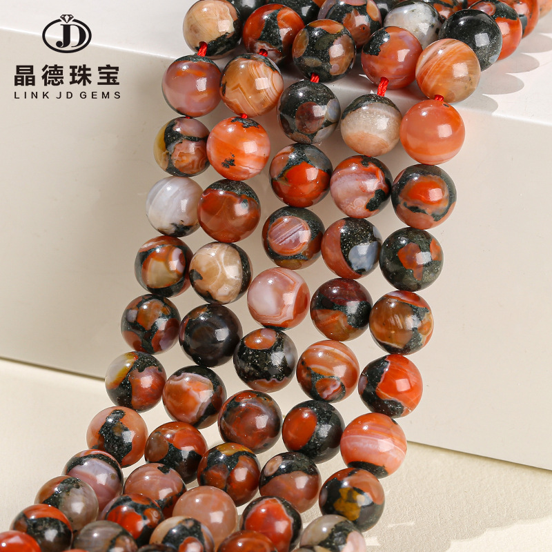 晶德珠宝 天然南红玛瑙包浆圆珠手工diy手链饰品配件散珠子批发