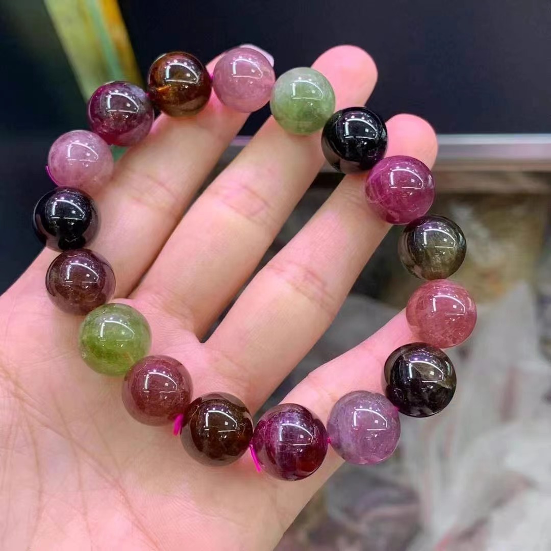 天然巴西碧玺手链,干净无杂,晶体通透,糖果色系,成色漂亮-阿里巴巴