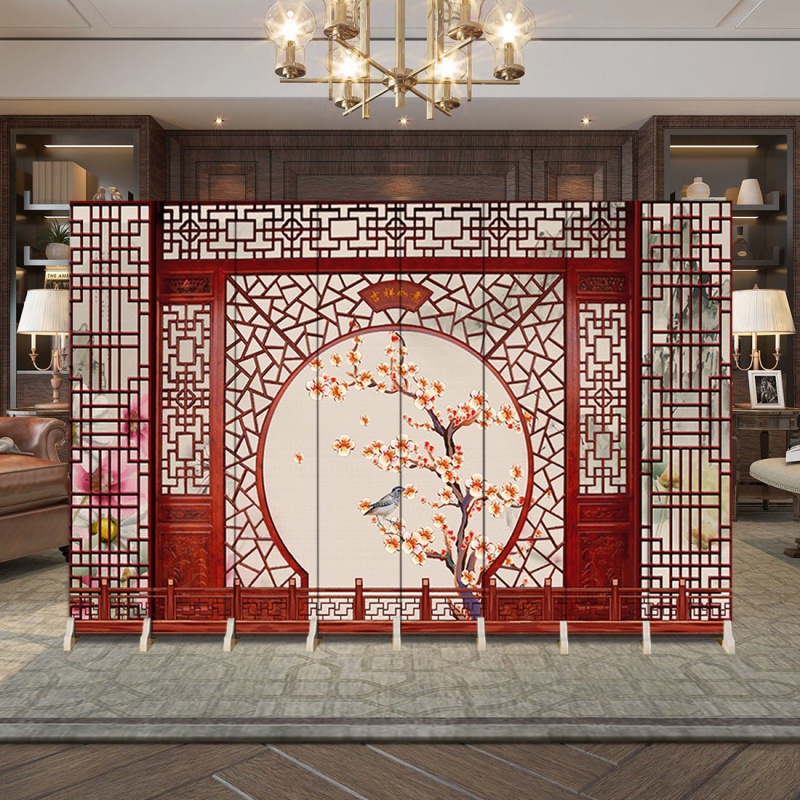 隔断屏风中式古风客厅遮挡办公室酒店餐厅玄关移动可折叠推拉折屏