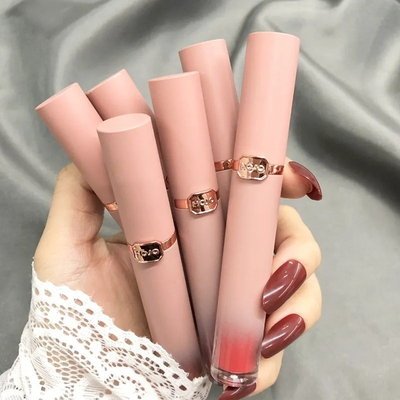 China-Made Makeup Hojo Pink Mist Velvet Air Lip Lacquer Female Student Cheap Matte Finish Not Easy to Fade Lip Gloss