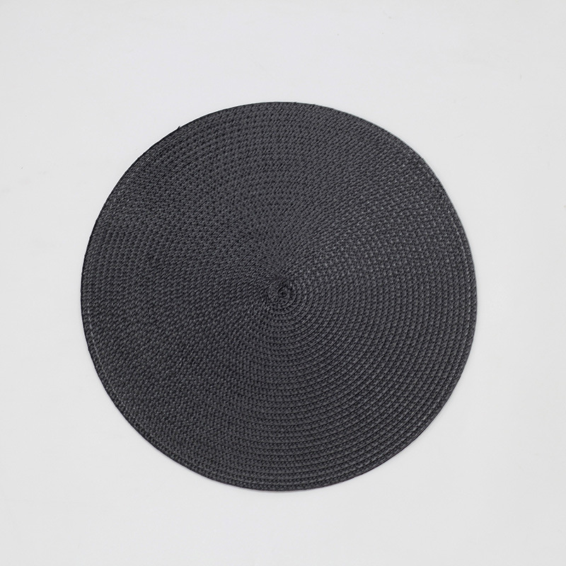Dining Mat Pp New round Solid Color Simple Pp Woven Placemat Heat Insulation Non-Slip Washable Environmental Protection Placemat Woven Mat
