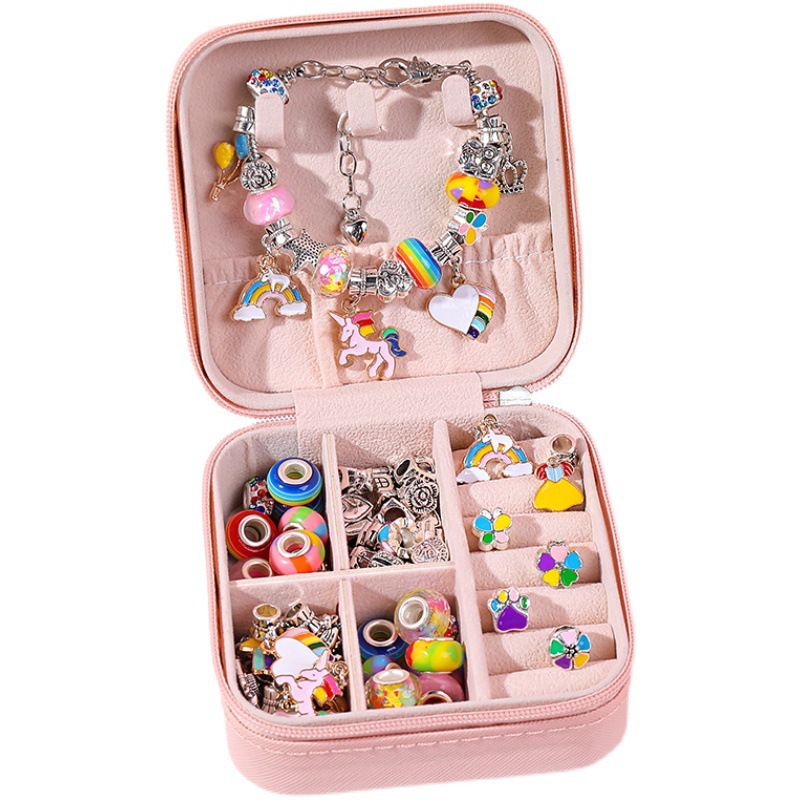 Cross-Border Amazon Spot Colorful Crystal String Beads Bracelet DIY Children's Ornaments Unicorn Gift Box