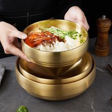 不锈钢家用拉面碗日式双层防烫冷面碗韩式饭碗大号汤碗意大利面碗