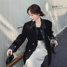设计2025牛仔拼接春装灯芯绒韩系外套新款两件高级洋气夹克
