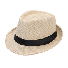 夏季新款男女士欧美风黑带卷边礼帽户外透气时装草帽子厂家直营