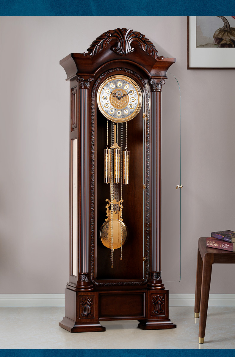 复古赫姆勒落地钟欧式客厅座钟德国豪华大气实木立钟音乐报时摆钟
